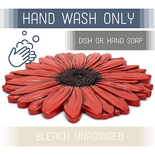NAT & Jules Gerbera Daisy Flower Shaped Dimensional Indoor Outdoor 12 inch Cast Resin Decorative Garden Stepping Stone