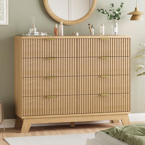 Fluted Dresser for Bedroom with 8 Drawers