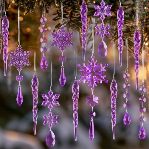 18pcs Crystal Christmas Ornaments for Christmas Tree Decorations (18 Count)