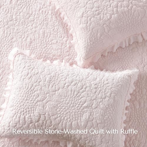 Pink Ruffled Quilt Queen Size