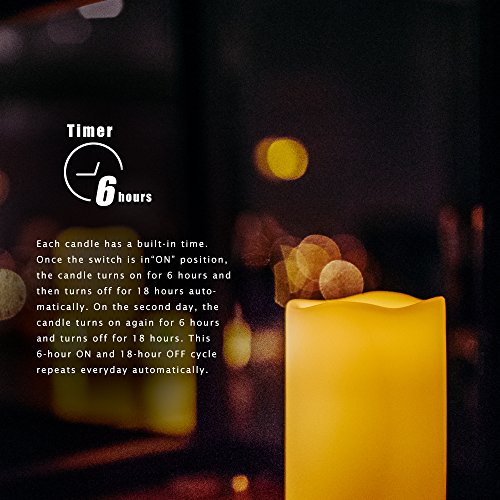 Outdoor Battery Operated Flameless LED Candles with Timer D3”xH4” 3 PCS (3 Count)
