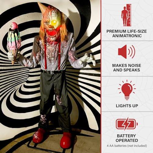 6.9 Ft. I Scream Clown Animatronic