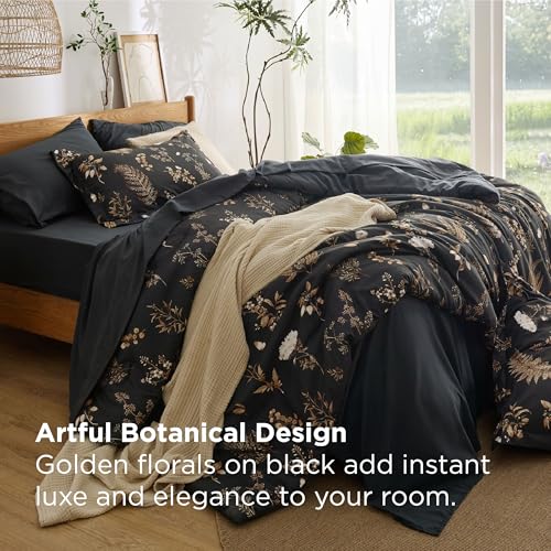Floral Black Comforter Set