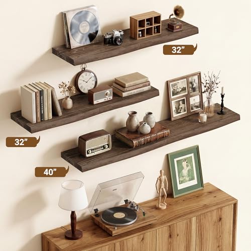 Wood Floating Shelves Live Edge 36” Set of 2 (2 Count)