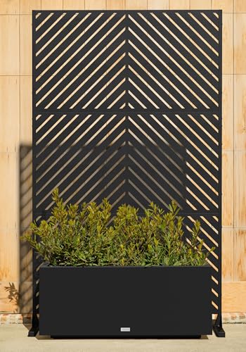 Block Series Long Box Planter + Arrow Privacy Screen Set