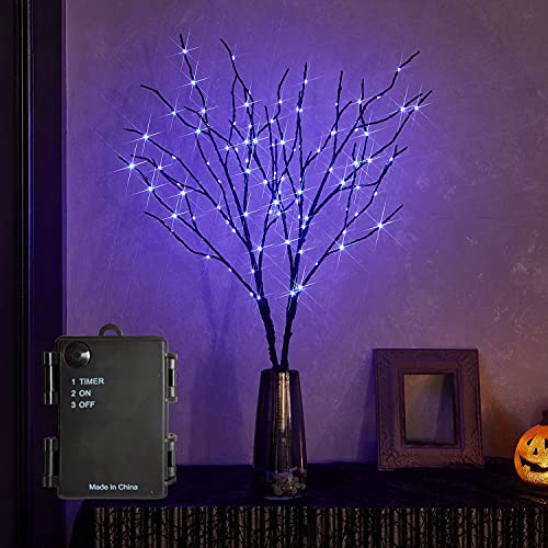 Halloween Lighted Branches with Timer 100 LED Purple Fairy Lights 32IN