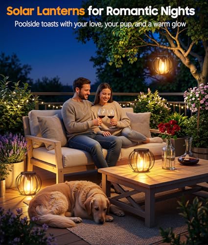 Solar Lanterns Outdoor Waterproof (2 Count)