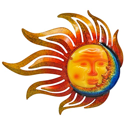 Sun Metal Wall Art Outdoor Sun Moon Face Wall Decor Rust Proof Large