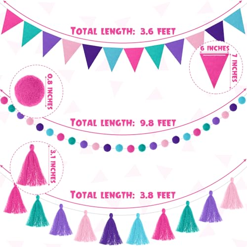 4 Pcs 9.8 ft Pom Pom Garland for Classroom Bulletin Board (4 Count)