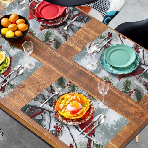 Christmas Placemats Set of 4 Red Cardinal Birds Snowy Place Mats (4 Count)