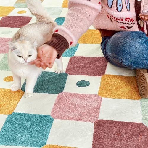 8ft Kids Round Rug Washable Classroom Rug Colorful Mat Confetti (50.27 Sq Ft)