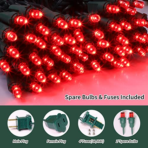 Red Valentines Day Decor Lights Green Wire (100 Count)