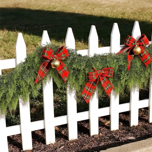 16FT 1Pcs Lifelike Touch Artificial Christmas Cedar Garland for Stair Decor
