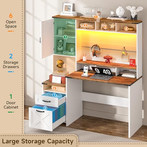 51" Executive Desk Farmhouse Home Office Desk with Charging Station