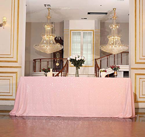 Sequin Tablecloth 90x132 Inch Pink for Birthday Wedding Party