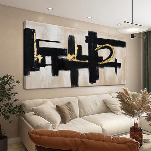 Black Abstract Wall Art Minimalist Canvas Art Wall Decor 20" x 40"