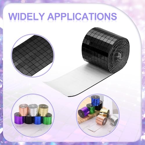 Self Adhesive Glass Mirror Mosaic Tiles 3200 Pcs 5 x 5 mm Disco Tiles for Craft Decoration Glass Mirror Disco Ball Black 2 Pcs (2 Count)