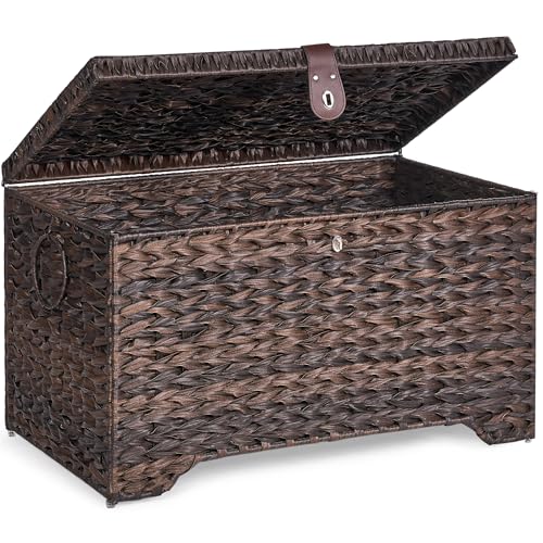 165L Handwoven Wicker Storage Basket with Lid