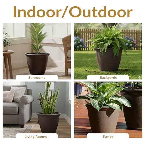 Sunnydaze Anjelica 15.25'' Large Plastic Planter Pot for Plants (4 Count)