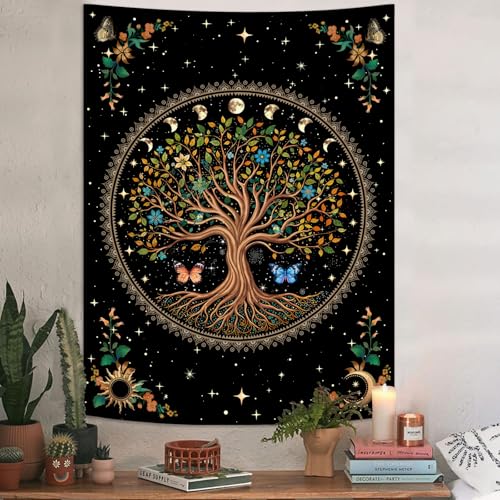 Tree of Life Tapestry Moon Phase Wall Tapestry