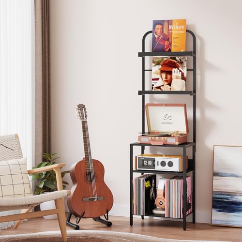 Record Player Stand with Vinyl Storage (5 Count)