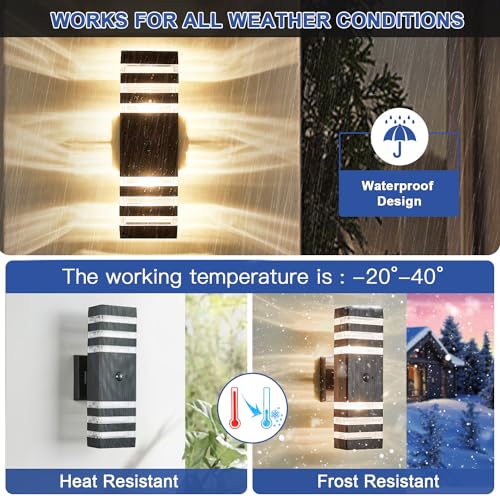 2 Pack Motion Sensor Outdoor Wall Light Fixture Up Down Porch Lights Modern Dusk to Dawn Exterior Sconce Light Wall Mount Outside Coach Lantern for House Front Door Garage (2 Count)