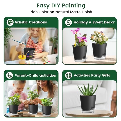 4 inch Self Watering Pots for Indoor Plants (5 Count)