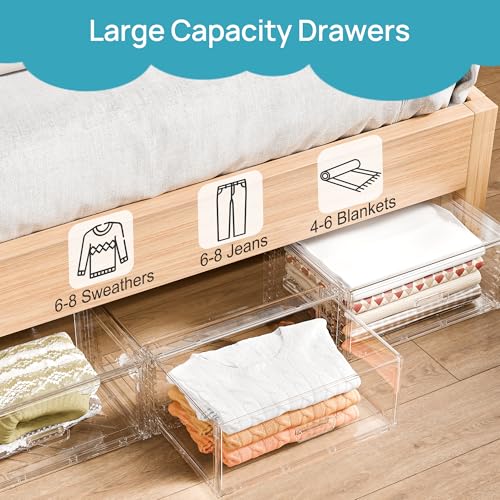 3 Pack Large Clear Stackable Storage Drawers 23QT (3 Count)