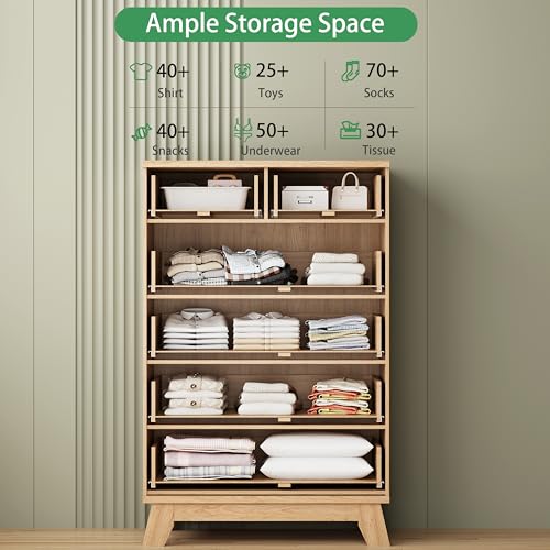 Fluted Dresser for Bedroom with 6 Drawers
