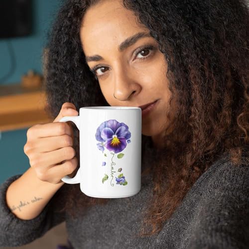 Pansy Design Ceramic Cup