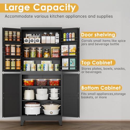75" Tall Metal Kitchen Pantry Storage Cabinet