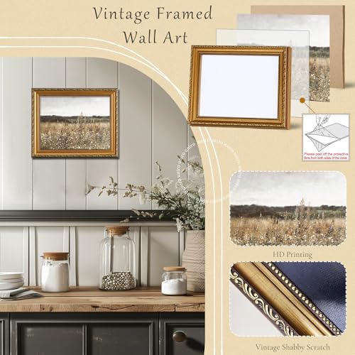 Vintage Gold Framed Wall Art for Home Decor