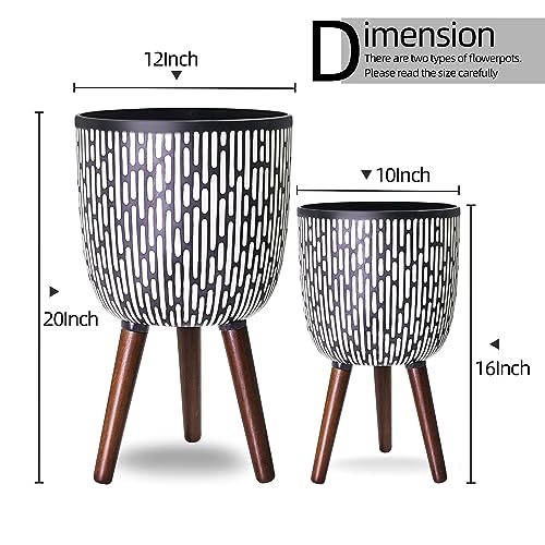 2 Set Plant Pot with Stand 10 & 12 inches with Legs for Indoor Plants (2 Count)