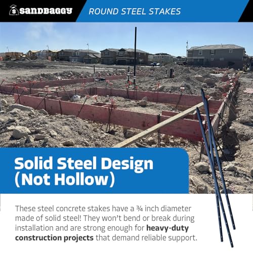 36" Round Steel Concrete Form Stakes with Nail Holes (50 Count)