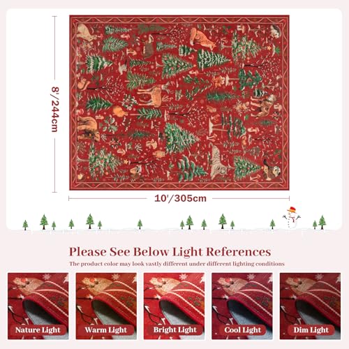 Christmas Area Rug 8x10 Red Animal Living Room Carpet Bedroom Rug (80 Sq Ft)