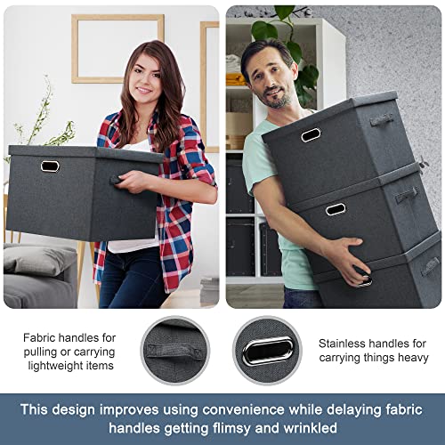 Large 17" 36 Quart Collapsible Stackable Storage Bins with Lids (3 Count)