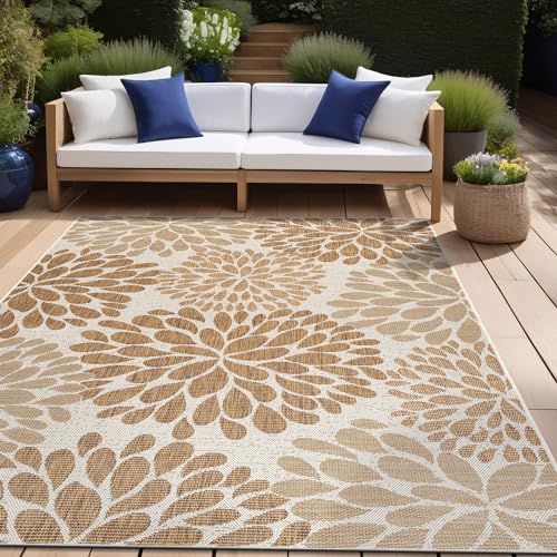 Outdoor Rug 6x9 Modern Exotic Tropical Leaf Area Rugs for Indoor and Outdoor Patio Deck Porch Garden Water Resistant Washable Outside Carpet