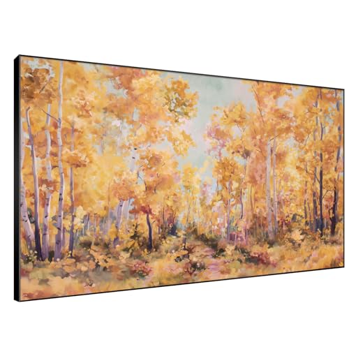 46"x72" Extra Large Framed Wall Art Golden Autumn Forest Path with Vibrant Foliage for Home Living Room Bedroom Decor