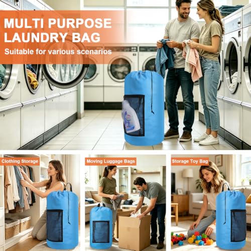 Laundry Bag Backpack Durable Laundry Bag with Shoulder Straps and Mesh Pockets Portable Laundry Hamper Dirty Clothes Bag for College