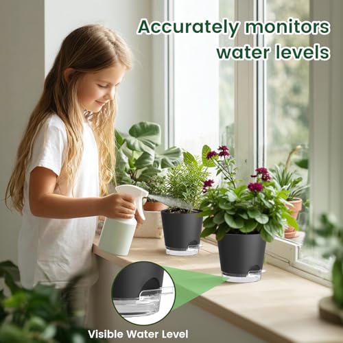 4 inch Self Watering Pots for Indoor Plants (5 Count)