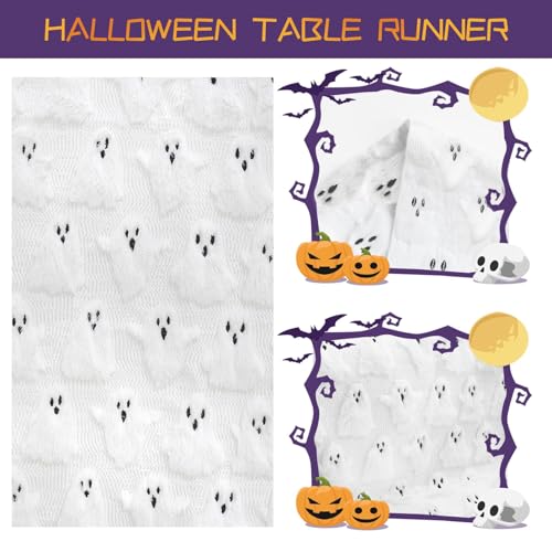 Halloween Table Runner 13x72 Inch Ghost Soft Plush Faux Fur Halloween Table Runner Hallowee Home Decor
