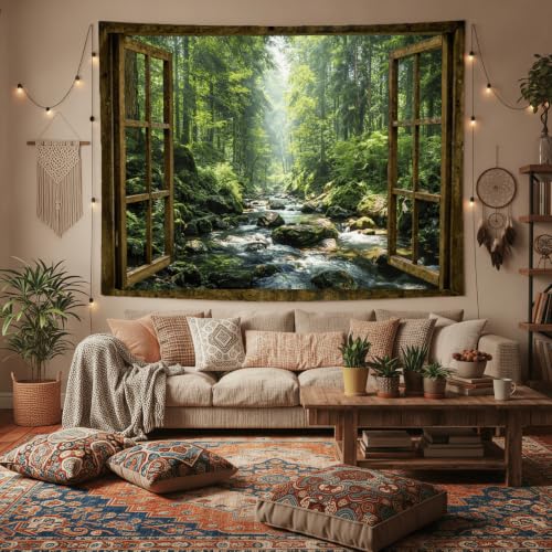 Window Forest Tapestry 48x36 Inch