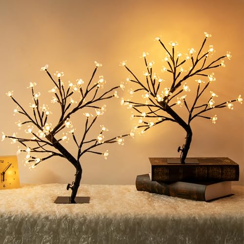 Set of 2 Lighted Cherry Blossom Tree