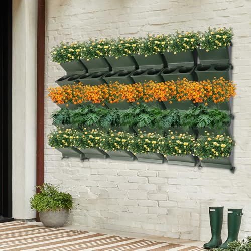 Vertical Planter with 30 Pockets Wall Mounted Planter Living Wall Planter Indoor Outdoor Wall Plant Holder Microgreens Growing Kit Herb Pots