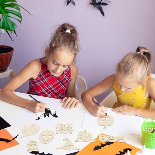 80PCS Wooden Halloween Ornaments to Paint Fall Decorations (80 Count)
