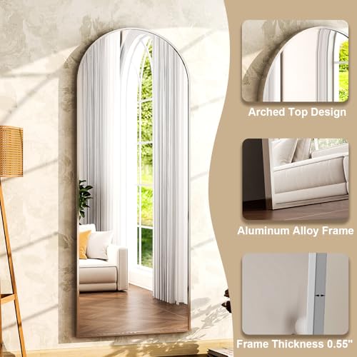 64"x21" Arched Full Length Mirror Free Standing Floor Mirrors