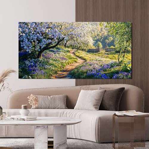 Large Modern Green Wall Art for Living Room Flower Tree Wall Art 29"X58"