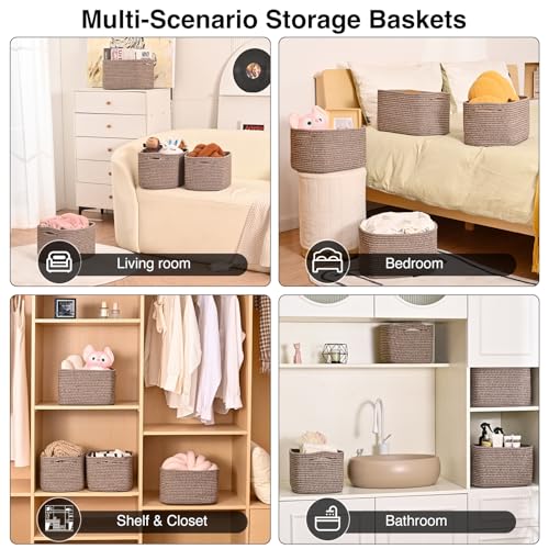 Storage Baskets for Organizing 12.5x9.1x7.9 Mixed Dark Brown (4 Count)