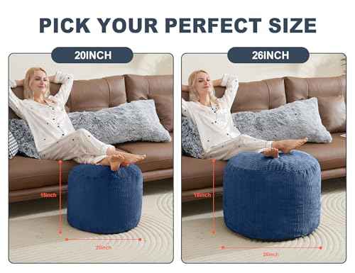 Navy Blue Stuffed Pouf Ottoman Foot Rest