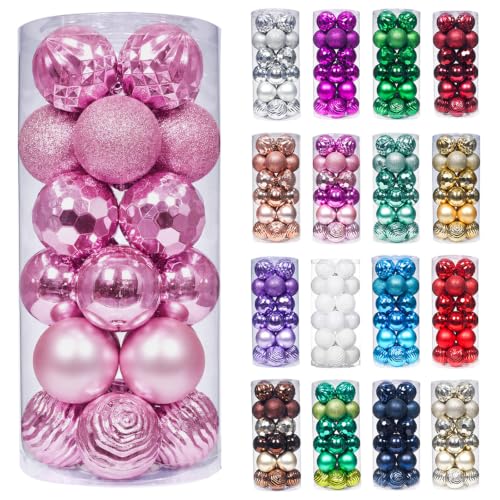 60mm 2.36" Christmas Ball Ornaments Shatterproof Christmas Ornaments Set Decorations for Xmas Tree Balls (34 Count)